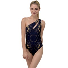 Floral Folk Damask Pattern Fantasy Flowers Floral Geometric Fantasy To One Side Swimsuit by Eskimos