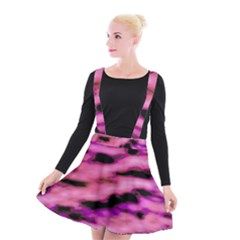 Pink  Waves Flow Series 2 Suspender Skater Skirt by DimitriosArt