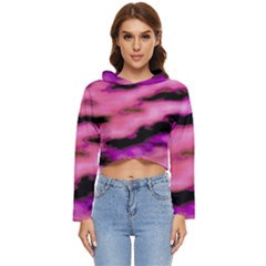 Pink  Waves Flow Series 2 Women s Lightweight Cropped Hoodie