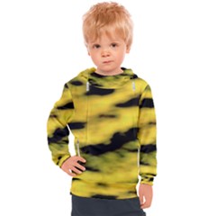 Yellow Waves Flow Series 1 Kids  Hooded Pullover by DimitriosArt