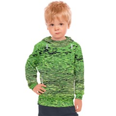 Green Waves Flow Series 2 Kids  Hooded Pullover by DimitriosArt