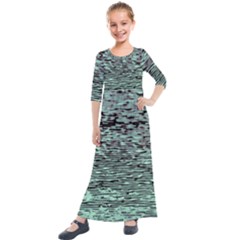 Blue Waves Flow Series 5 Kids  Quarter Sleeve Maxi Dress by DimitriosArt