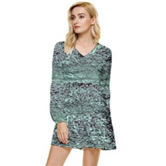 Blue Waves Flow Series 5 Tiered Long Sleeve Mini Dress by DimitriosArt