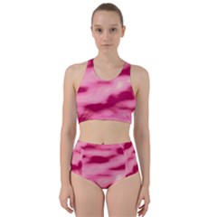 Pink  Waves Flow Series 4 Racer Back Bikini Set by DimitriosArt