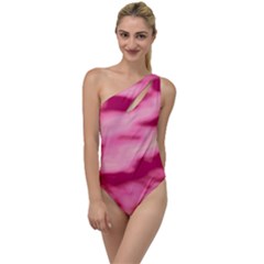 Pink  Waves Flow Series 4 To One Side Swimsuit by DimitriosArt