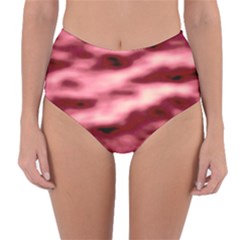 Pink  Waves Flow Series 5 Reversible High-waist Bikini Bottoms by DimitriosArt