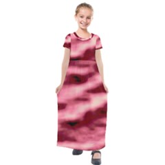 Pink  Waves Flow Series 5 Kids  Short Sleeve Maxi Dress by DimitriosArt