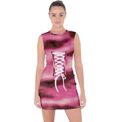 Pink  Waves Flow Series 6 Lace Up Front Bodycon Dress by DimitriosArt