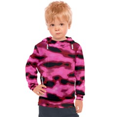 Pink  Waves Flow Series 9 Kids  Hooded Pullover by DimitriosArt