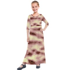 Pink  Waves Flow Series 10 Kids  Quarter Sleeve Maxi Dress by DimitriosArt