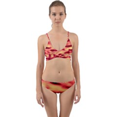 Red Waves Flow Series 4 Wrap Around Bikini Set by DimitriosArt