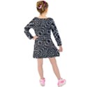 Black And White Abstract Tribal Print Kids  Long Sleeve Velvet Dress View2