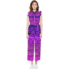 Magenta Waves Flow Series 1 Women s Frill Top Chiffon Jumpsuit by DimitriosArt