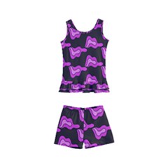 Abstract Waves Kids  Boyleg Swimsuit by SychEva