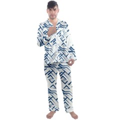 Abstract Pattern Geometric Backgrounds   Men s Long Sleeve Satin Pajamas Set by Eskimos