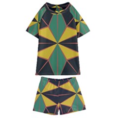 Abstract Pattern Geometric Backgrounds   Kids  Swim Tee And Shorts Set by Eskimos