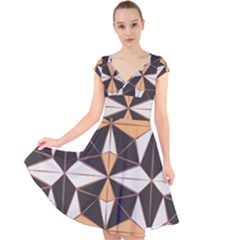 Abstract Pattern Geometric Backgrounds   Cap Sleeve Front Wrap Midi Dress by Eskimos