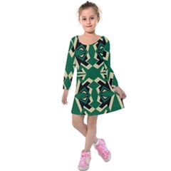 Abstract Pattern Geometric Backgrounds   Kids  Long Sleeve Velvet Dress