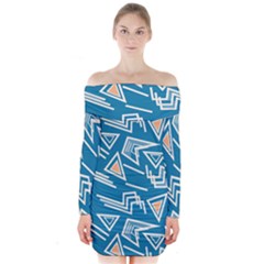 Abstract Pattern Geometric Backgrounds   Long Sleeve Off Shoulder Dress