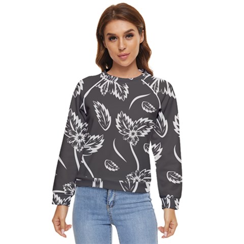 Folk Flowers Print Floral Pattern Ethnic Art Women s Long Sleeve Raglan Tee by Eskimos