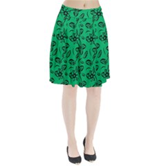 Folk Flowers Print Floral Pattern Ethnic Art Pleated Skirt