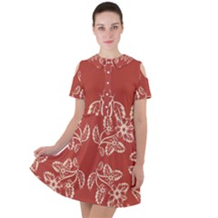 Floral Folk Damask Pattern Fantasy Flowers Floral Geometric Fantasy Short Sleeve Shoulder Cut Out Dress  by Eskimos