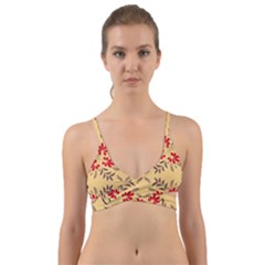 Floral Folk Damask Pattern Fantasy Flowers Floral Geometric Fantasy Wrap Around Bikini Top by Eskimos