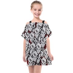 Demonic Skulls Pattern, Spooky Horror, Halloween Theme Kids  One Piece Chiffon Dress by Casemiro