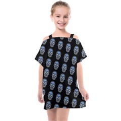 Skulls, Demonic Skull Pattern, Frida Kahlo Stylised Kids  One Piece Chiffon Dress by Casemiro