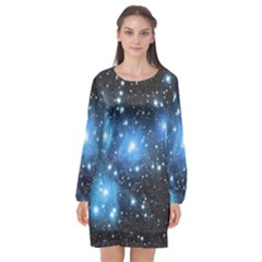 Pleiades (m45) Long Sleeve Chiffon Shift Dress  by idjy