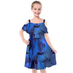 Peony In Blue Kids  Cut Out Shoulders Chiffon Dress by LavishWithLove