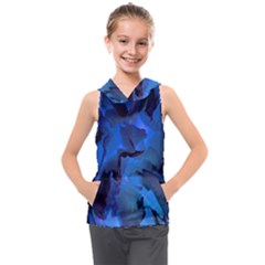 Peony In Blue Kids  Sleeveless Hoodie by LavishWithLove