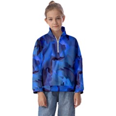 Peony In Blue Kids  Half Zip Hoodie by LavishWithLove