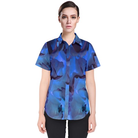 Peony In Blue Women s Short Sleeve Shirt by LavishWithLove