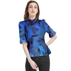 Peony In Blue Frill Neck Blouse