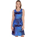 Peony in Blue Knee Length Skater Dress With Pockets View1