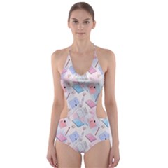 Notepads Pens And Pencils Cut-out One Piece Swimsuit by SychEva