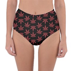 Weed Pattern Reversible High-waist Bikini Bottoms by Valentinaart