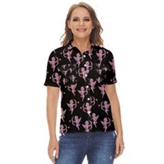 Cupid Pattern Women s Short Sleeve Double Pocket Shirt