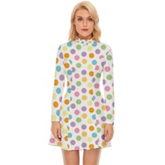 Dot Pattern Long Sleeve Velour Longline Dress