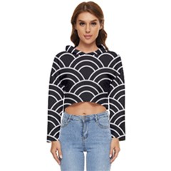 Black And White Pattern Women s Lightweight Cropped Hoodie