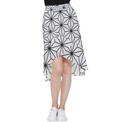 Black And White Pattern Frill Hi Low Chiffon Skirt