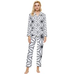 Black And White Pattern Womens  Long Sleeve Velvet Pocket Pajamas Set