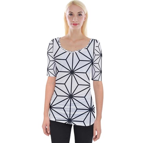 Black And White Pattern Wide Neckline Tee by Valentinaart