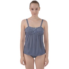 Simple Line Pattern Twist Front Tankini Set by Valentinaart