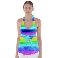 Watercolor Rainbow Babydoll Tankini Top by Valentinaart