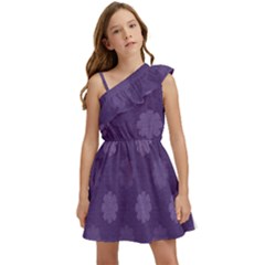 Floral Pattern Kids  One Shoulder Party Dress