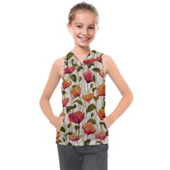 Floral Pattern Kids  Sleeveless Hoodie by Valentinaart