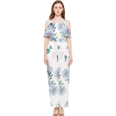 Floral Pattern Draped Sleeveless Chiffon Jumpsuit