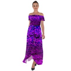 Magenta Waves Flow Series 2 Off Shoulder Open Front Chiffon Dress by DimitriosArt